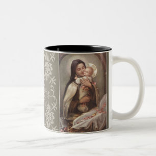För babyJesus för St. Therese rosa ros Manger Två-Tonad Mugg