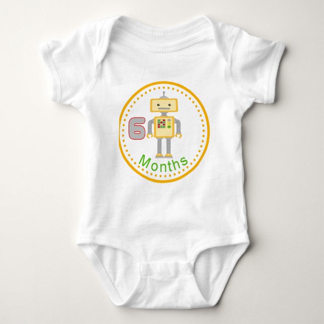 För babyskjorta för 6 månad robot för gult t-shirt (Framsida)