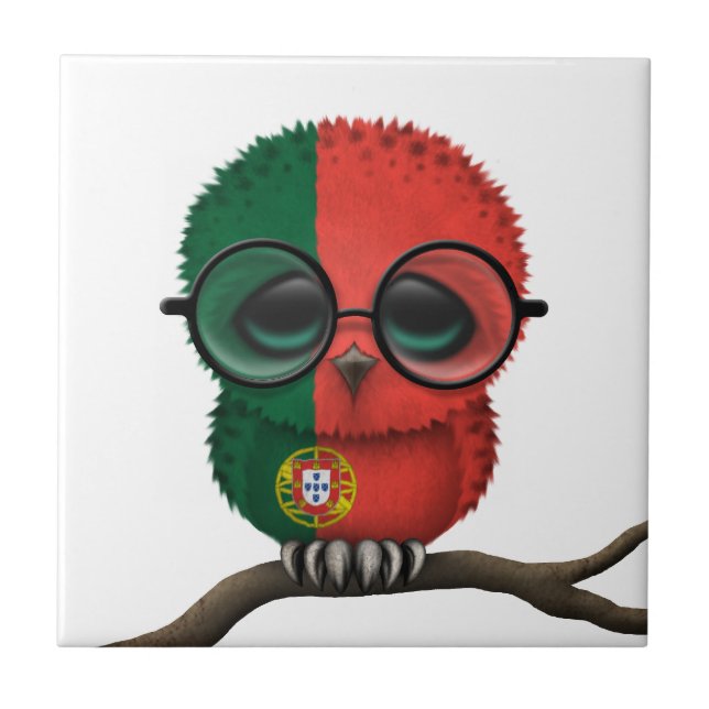 För babyuggla för anpassade Nerdy portugisisk chic Kakelplatta (Framsidan)