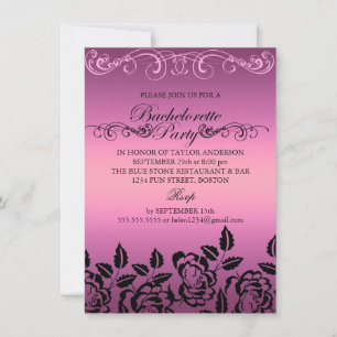 För Bachelorette för elegant rosa rosa inbjudan