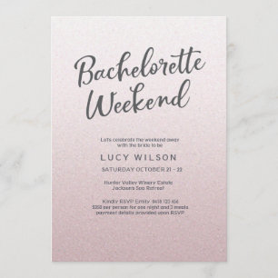 För Bachelorette för glitter rosa inbjudan helg