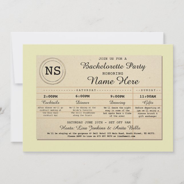 För Bachelorette för möhippa rese- bok bibliotek Inbjudningar (Framsida)