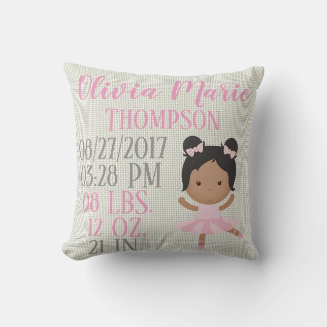 För Ballerinabalett för afrikansk amerikan rosa Kudde (Framsida)