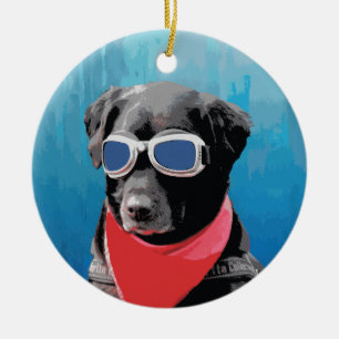 För Bandanablått för kall hund svart lab röda Julgransprydnad Keramik