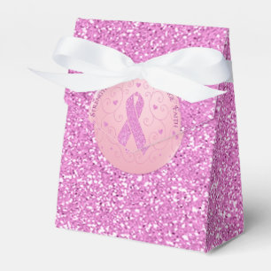 För bandglitter för bröstcancer boxas den rosa presentaskar