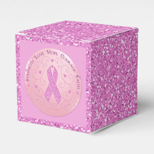 För bandglitter för bröstcancer boxas den rosa presentaskar