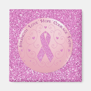 För bandglitter för bröstcancer rosa magnet