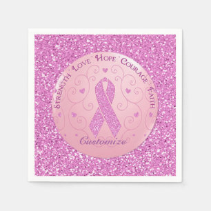 För bandglitter för bröstcancer rosa servetter