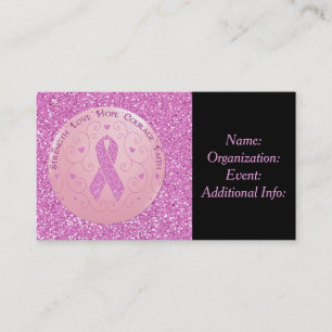 För bandglitter för bröstcancer rosa visitkort