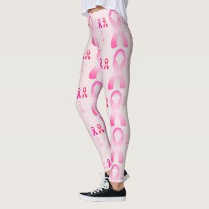 För bandmedvetenhet för bröstcancer rosa damask leggings