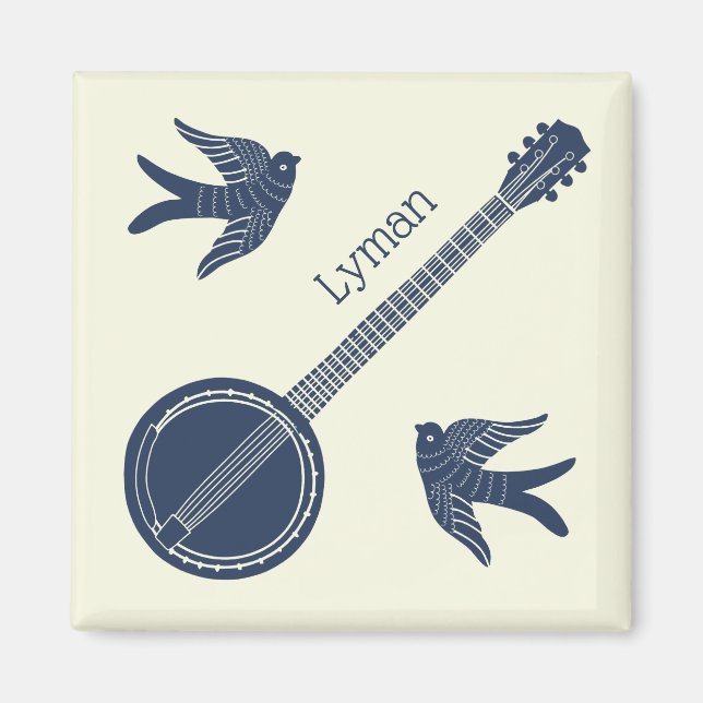 För Banjo Players Banjo and Birds Personlig Magnet (Framsidan)