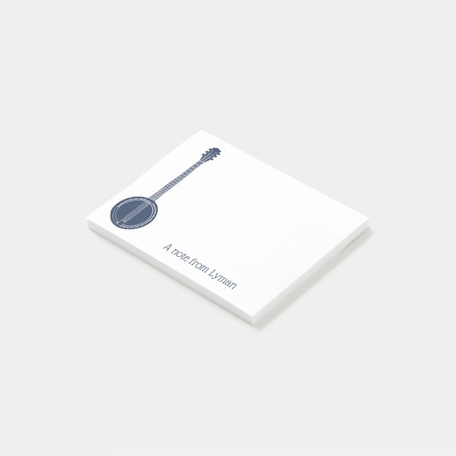 För Banjo Players Navy Blue Personlig Post-it Block (Vinklad)