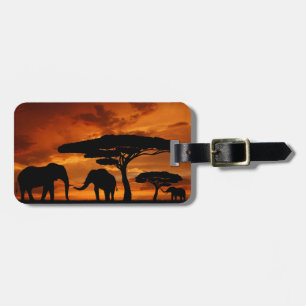 För Baobabträd för Safari afrikansk silhouette för Bagagebricka