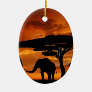 För Baobabträd för Safari afrikansk silhouette Julgransprydnad Keramik