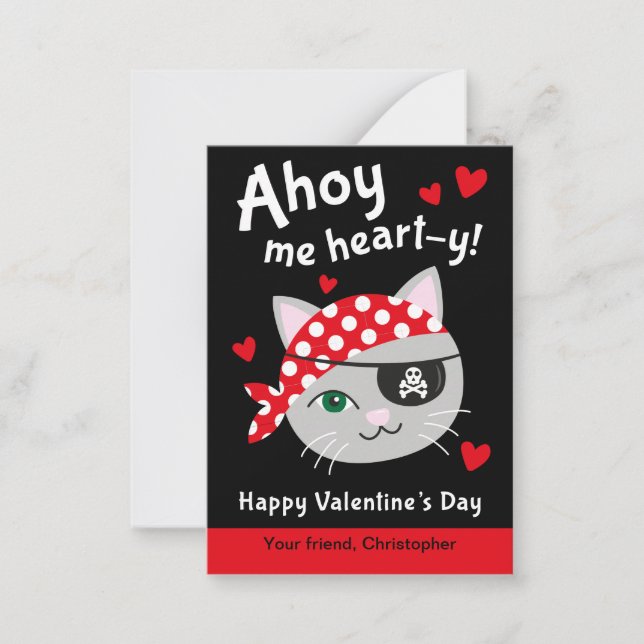 för barn av Valentine Cards i klassrummet pirat Anteckningskort (Framsida)