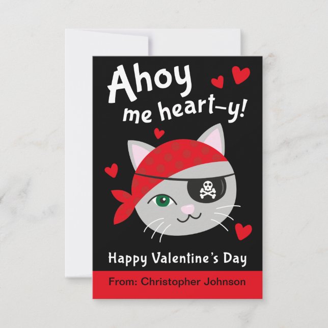 för barn av Valentine Cards i klassrummet pirat Inbjudningar (Framsida)