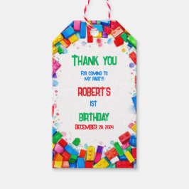 för barn Byggnad Blocks Birthday Gift Märkres Presentetikett