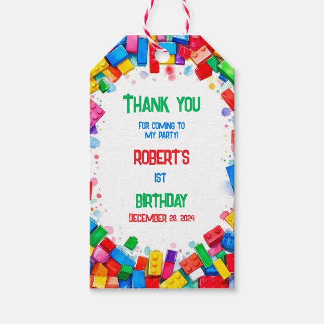 för barn Byggnad Blocks Birthday Gift Märkres Presentetikett (Framsidan)