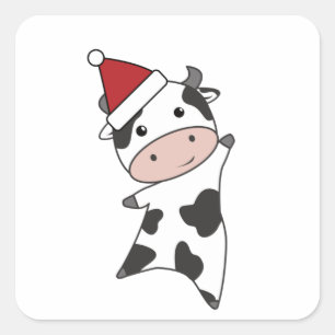 För barn Cute Cow Jul Cute Cute Animals Fyrkantigt Klistermärke