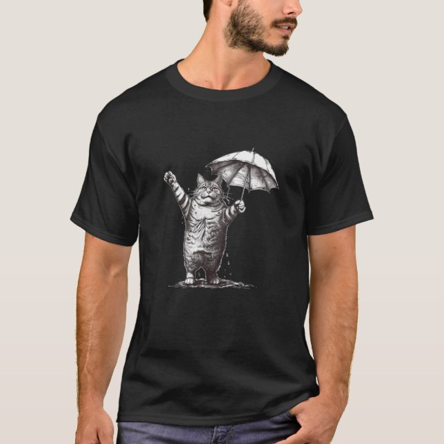 För barn för betongad katt- och paraplydesign t shirt (Framsida)