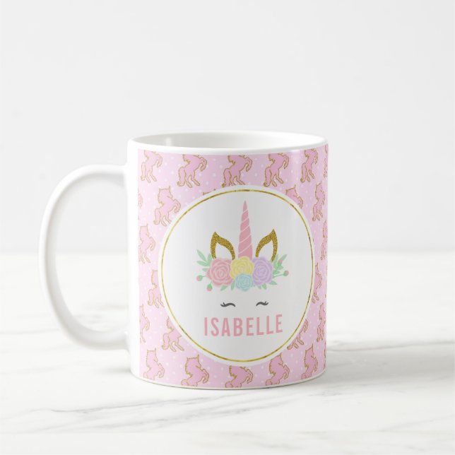För barn för Customizabele Unicorn hoad Kaffemugg (Vänster)
