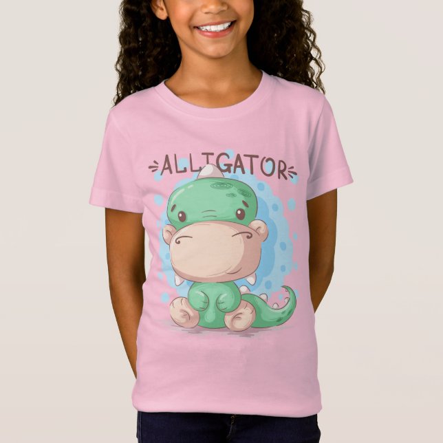 För barn för Cute Alligator (tillval) T Shirt (Framsida)