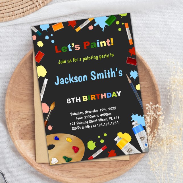 För barn för färgbildskort Party Inbjudningar (Chalk Board Paint Birthday Invitations)