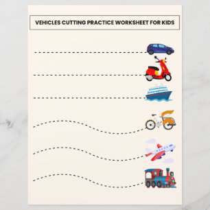 FÖR BARN FÖR fordon CUTTING PRACTICE WORKSHEET