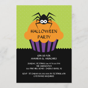 För barn för inbjudan för spindelmuffinhalloween