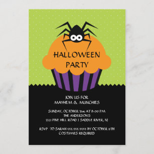 För barn för inbjudan för spindelmuffinhalloween