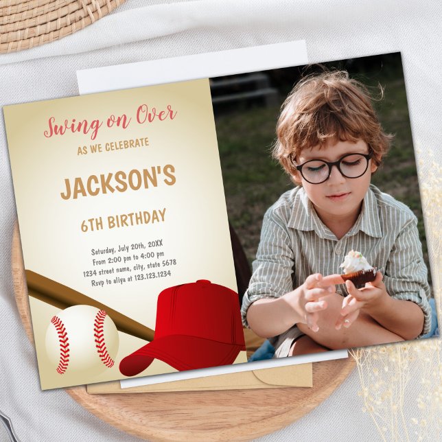 för barn för inbjudningar till anpassadets Roligt- (6th Birthday Baseballs Birthday Invitations photo)