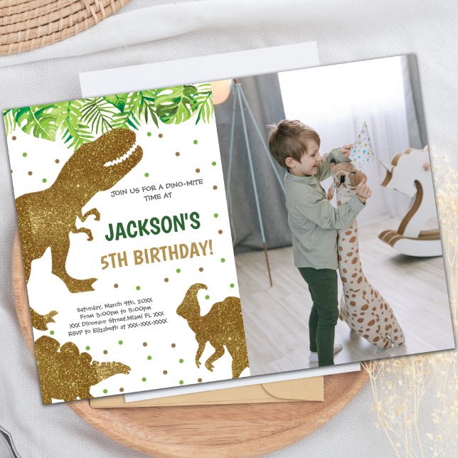 för barn för inbjudningar till Dinosaur-partiet fö (Dinosaur Birthday Invitations with photo)