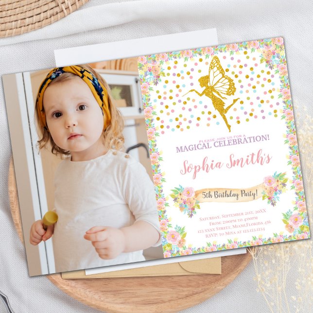 för barn för inbjudningar till mejeripartiet i anp (Glitter Fairy Birthday Invitations with photo)