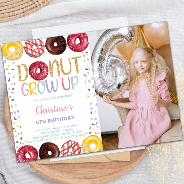för barn för inbjudningar till svenska anpassaden (Yellow Donut Birthday Invitations w photo)
