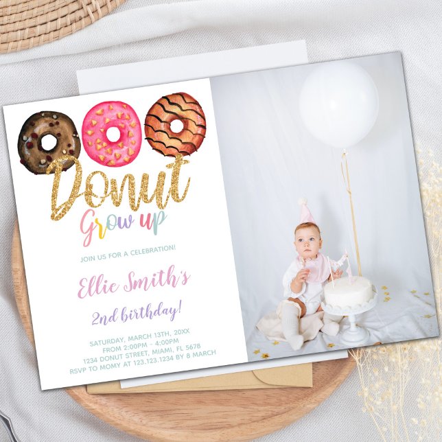 för barn för inbjudningar till svenska anpassaden (3 Donut Birthday Invitations with photo)
