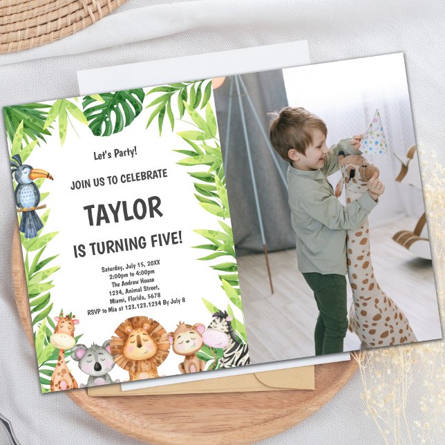 för barn för Jungle Party-inbjudningar för anpassa Inbjudningar (Safari Birthday Invitations with photo)
