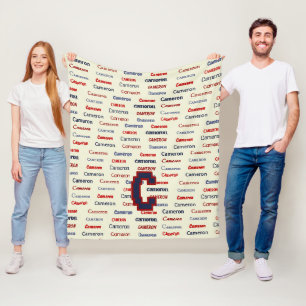 För barn för marinblå monogram Namn-gåvor Fleecefilt
