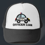 För barn för polispatrullbilars truckerkeps<br><div class="desc">För barn för polispatrullbilens truckerkeps. Cute tillsatta lagar illustrerar med personlig namn. Vektordesign för barn. Roligtens presentidé för barns Födelsedagsfest. Gör det till framtida polis,  kadett,  sheriff,  agent,  konst,  son,  sonson,  barnbarn,  lillbror osv.</div>