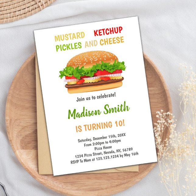för barn för Roligt Editable BBQ eller Cookout Par Inbjudningar (Burger Cards)