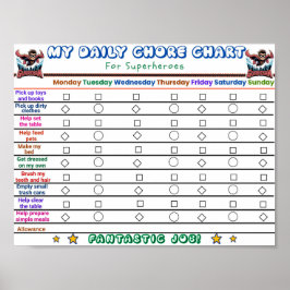 För barn för superhjälten Daily Chore Chart Poster