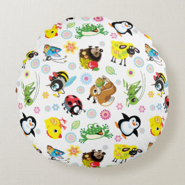 för barn för tecknad av djur rund kudde