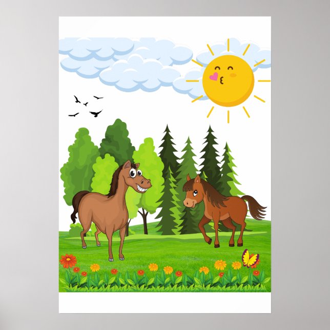 För barn för utformning av små hästar poster (Framsidan)