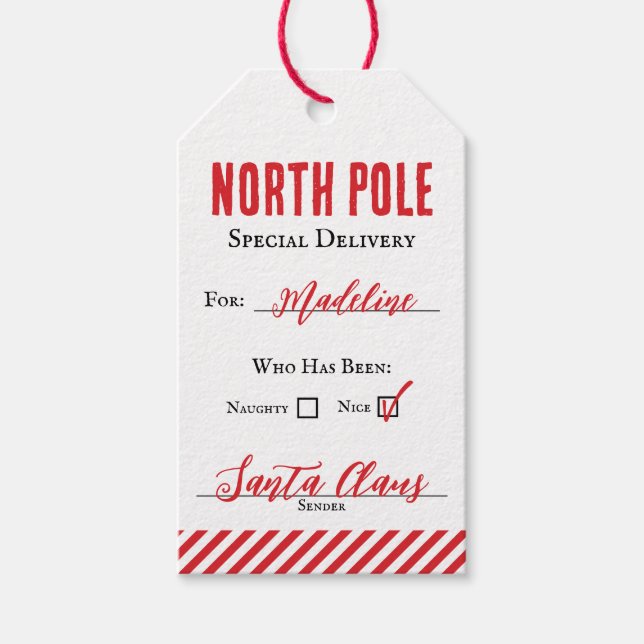 För barn från Santa Gift Märkre Editable Presentetikett (Framsidan)