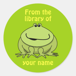för barn grönt Frog Anpassningsbar Bookplåtar Stic Runt Klistermärke