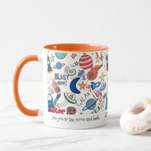 för barn personlig Space tema Doodles Mugg