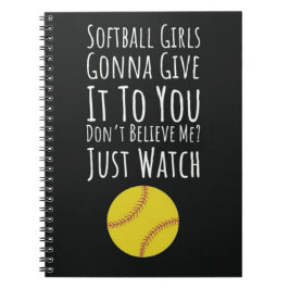 För barn Player-spelaren i Cute Softball Girls Anteckningsbok