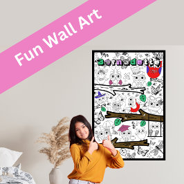 För barn Poster färg för eget namn som ger Uggla