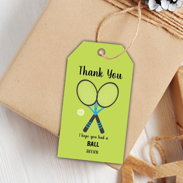 För barn Redigerbara Gröntar Sports Party FavoritM Presentetikett (Tennis Birthday Gift Tags)