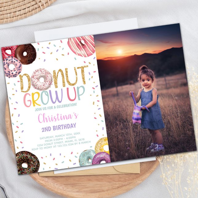 För barn Redigerbara inbjudningar till svenska par (Donuts Birthday Invitations with photo)
