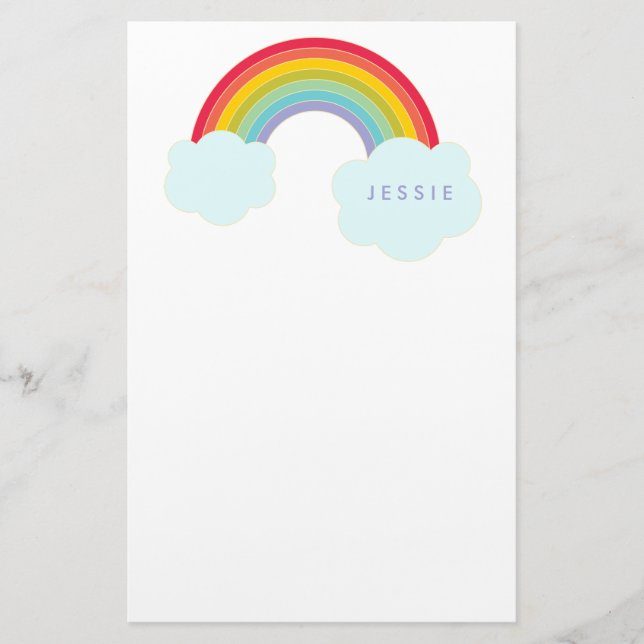 För barn Retro Rainbow Personlig Stationery Brevpapper (Framsida)